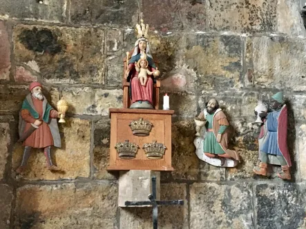 The restored medieval shrine in St. Mary's Church, Haddington, now known as the Lauderdale Aisle, dedicated to the Virgin Mary and the Three Kings.