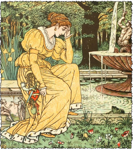 “The Frog Prince” colour illustrations by Walter Crane, 1874